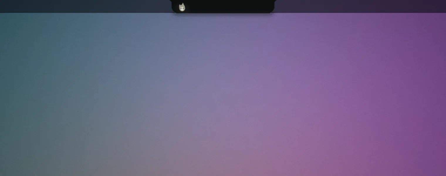 The top of a Linux desktop. A dark island hangs from the bar. A card drops out of it: “Next problem is ready, Spying on the Beaver, rating 1400”, and the pointer clicks Start. The island shrinks to a pill with a timer. A red card says “Wrong answer on test 4”. A green card bounces in: “Accepted (solo), 41m of work”. Later the pill reads “CF 1128 in 2m”, then shows letter chips A to F filling in green and red beside a countdown and a padlock, and finally a card says “CF 1128, solved A B, upsolve next: C D”