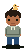 Me as a pixel-art character, front on: messy dark hair, a grey hoodie, jeans, and a rubber duck sitting on my head.